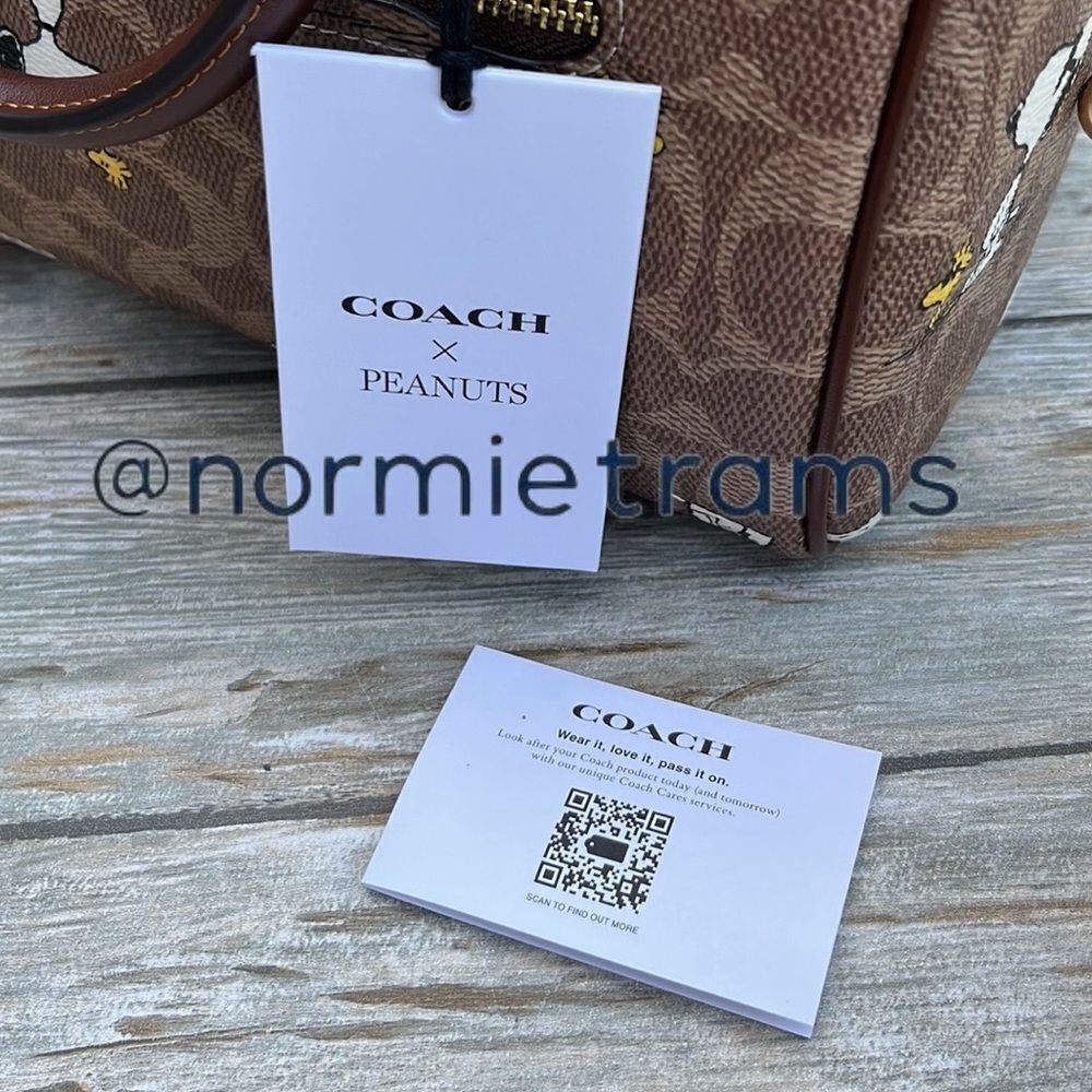Coach X Peanuts Rowan Satchel Bag In Signature Canvas With Snoopy Print - Picture 7 of 9